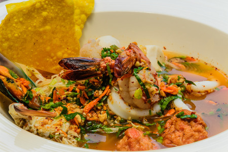 most of famuse street food in thailand you can touch taste of sour and spicy soup noodle with...