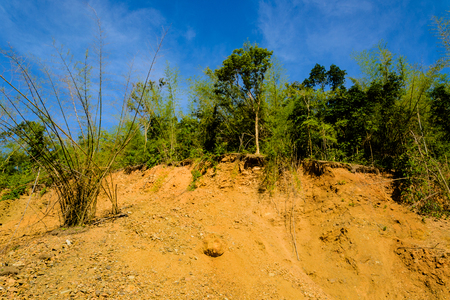 smuggle soil and rock mountain ground slide in thailandの写真素材