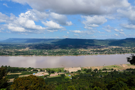 mekong river as border for Thailand and Laosの写真素材