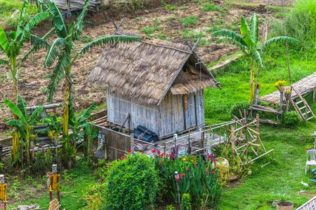 Nan hut people  village countryside thailandの写真素材