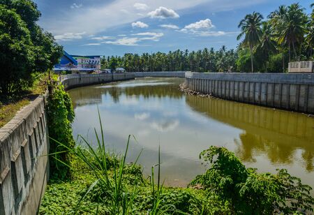 river wall in thailandの写真素材