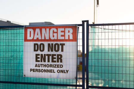 Danger do not enter sign at a construction site.の写真素材