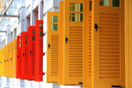 colorful windows red yellowの写真素材