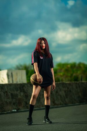 beautiful urban basketball girlの写真素材