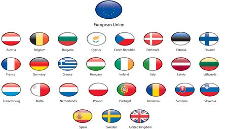 European Union vector flag buttons with shineのイラスト素材