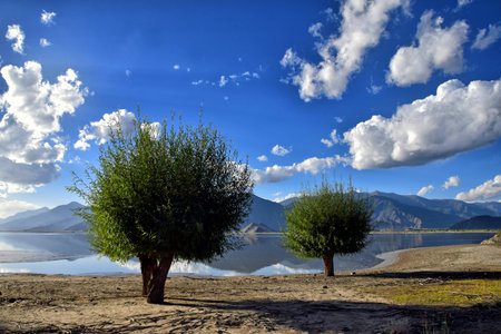 Yarlung Tsangpo River landscapeの写真素材