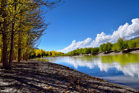 Yarlung Tsangpo River landscapeの写真素材
