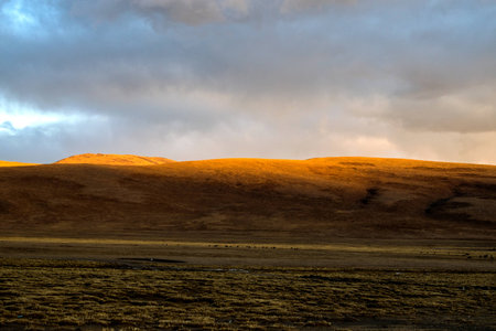 Sunset scenery in Tibetの写真素材