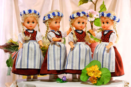 Doll in Prussian folk costume. Craft.の写真素材