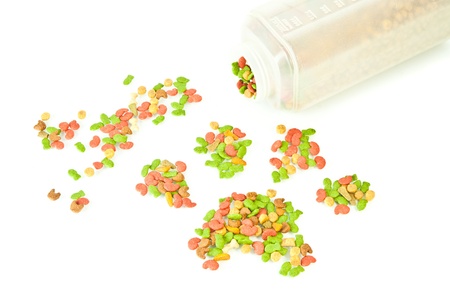 Dry cat food isolated on white 