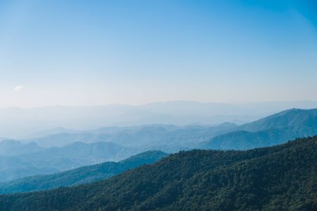 Blue Sky with mountain at doi pui chiang mai,thailandの写真素材