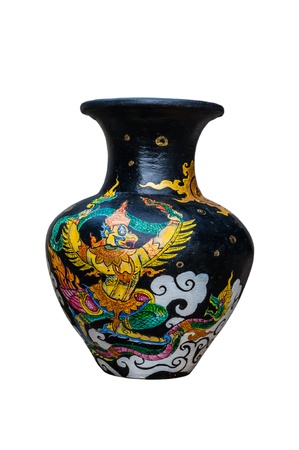 Vase art from thailand,painting thai art on vaseの写真素材
