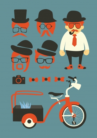 mastache background,elements and iconsのイラスト素材