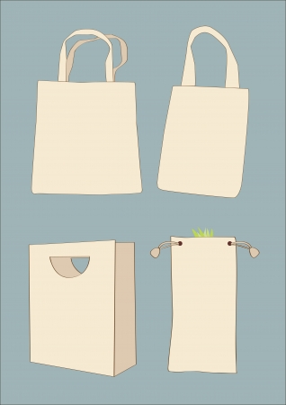 Set white empty shopping bagのイラスト素材