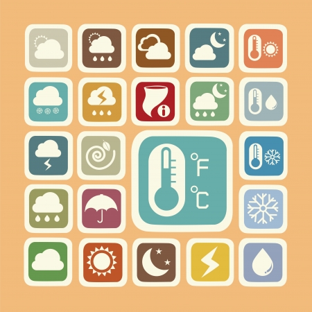 Icon set of weather stickerのイラスト素材