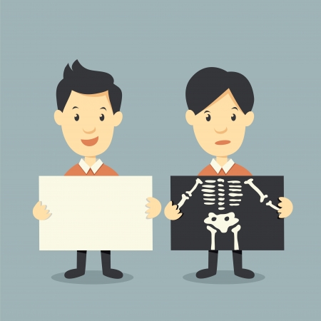 holding paper and x ray check bonesのイラスト素材
