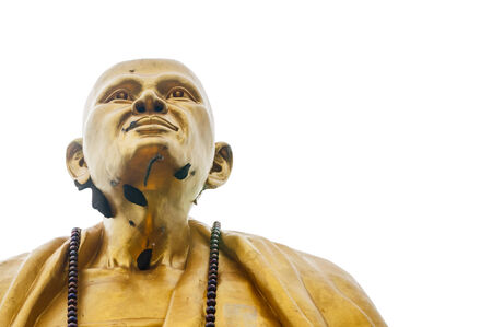 Buddhist Monk  statue, white backgroundの写真素材