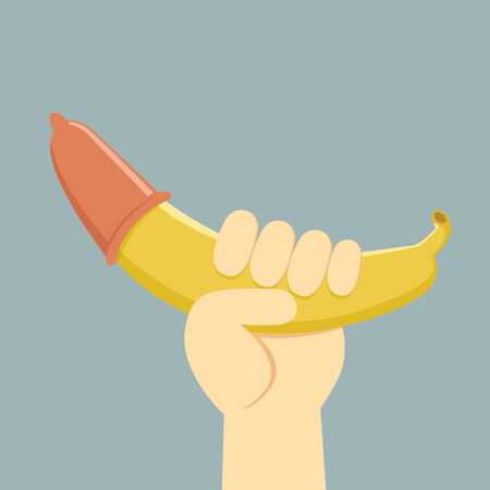 Condom on banana illustrationのイラスト素材