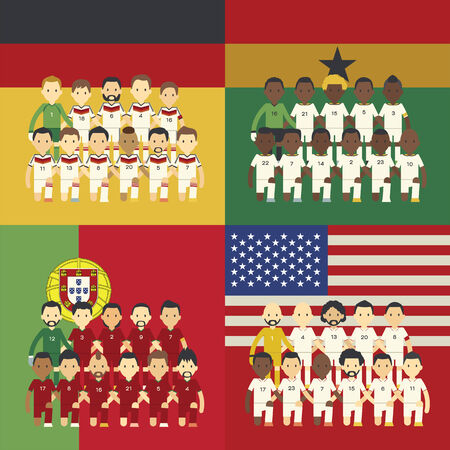 Football team and flag, Group Gのイラスト素材