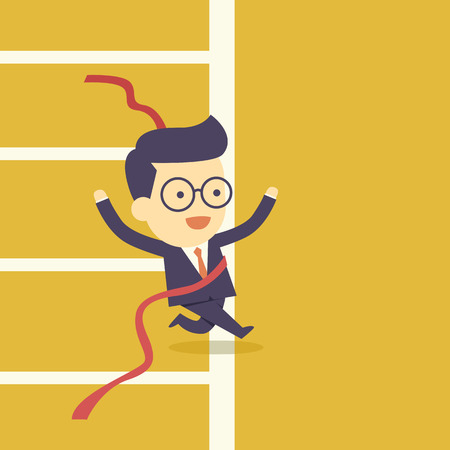 Businessman crossing finish lineのイラスト素材