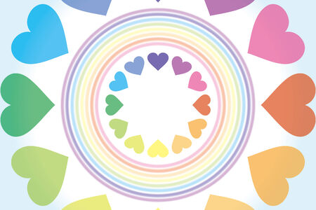 Background wallpaper  a rainbow, a heart rainbow, rainbow color, 7 color, a heart pattern, and a pastel color    のイラスト素材