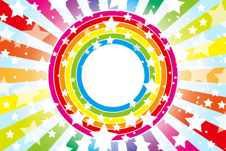 Background Material wallpaper   Design pattern wheel of the rainbow, rainbow, rainbow colors, seven colors, stars, star, star pattern, number of stars,  のイラスト素材