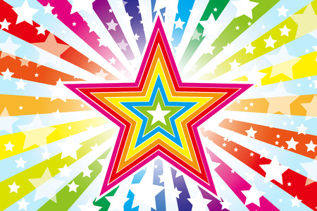 Background Material wallpaper   Design pattern big stars, star, star, star pattern, stars, rainbow, rainbow colors, seven colors,  のイラスト素材