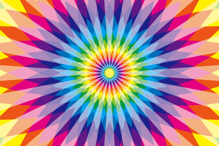 Background, material, wallpaper, rainbow colors, seven colors, colorful, Latin style, ethnic pattern, diamond, radial, Mexican, psychedelicのイラスト素材