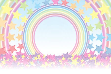 Background material wallpaper, Rainbow, Rainbow, Stardust, Stardust, 7 colors, colorful, cute, ring, round circle, ringのイラスト素材