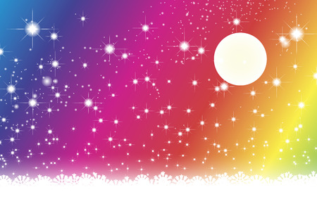 Wallpaper materials, full moon, Stardust, Stardust, Galaxy, stars, milky way, moon, sky, sparkling, space, Moonlight, Moonlightのイラスト素材