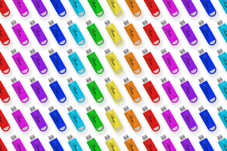 Background material wallpaper, USB, Flash memory, computer material, PC peripherals, Rainbow, rainbow color, partsの写真素材