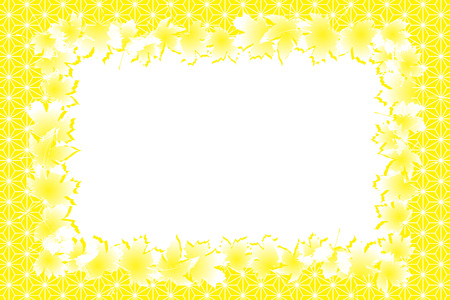 Background material, photo frame, photo frame, Japan, autumn, Japanese-style images, textures, Ryu, maple, Ginkgo, Mapleのイラスト素材