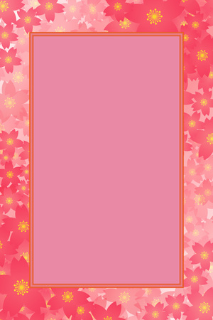 red floral border frame on color background. Vector illustration.のイラスト素材