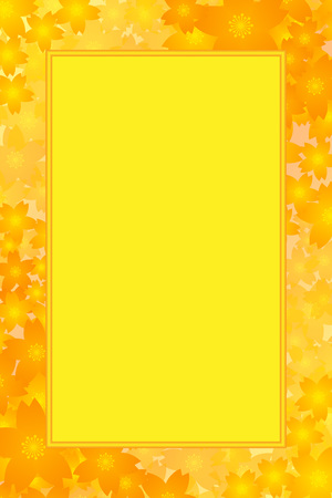 orange floral border frame on color background. Vector illustration.のイラスト素材