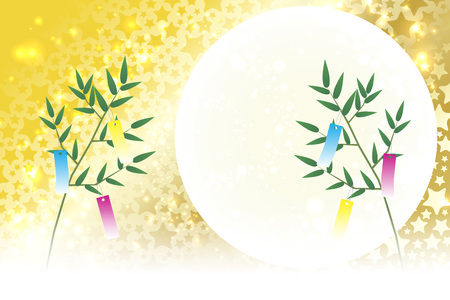 Japanese wallpaper material, Tanabata decorations, festivals, celebrations of tradition, Reed, bamboo leaves, summer milky way, Stardust, Stardust, glitter, Julyのイラスト素材