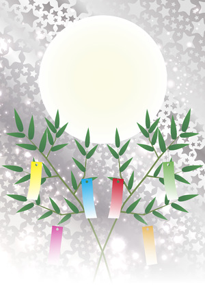 Japanese wallpaper material, Tanabata decorations, festivals, celebrations of tradition, Reed, bamboo leaves, summer milky way, Stardust, Stardust, glitter, Julyのイラスト素材