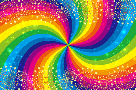 Japanese wallpaper material, Fireworks, StarMine, Festival, Fireworks, traditions, rainbow-colored, Central line, scenery, nightのイラスト素材