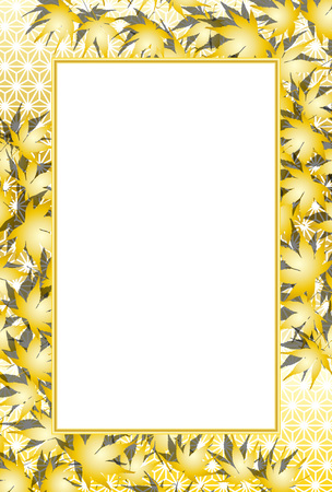 Image of background material wallpaper, photo frames, autumn, Momiji trees, Japanese-style, title, deciduous, leaves, leaves, nature,のイラスト素材