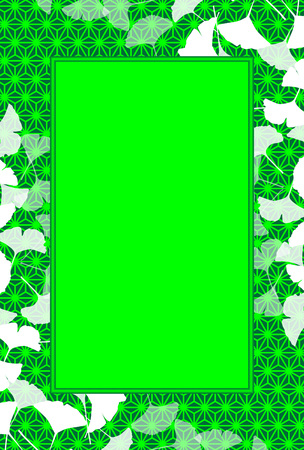 Japanese-style background material, photo frame, autumn landscape, Ginkgo, titles, fall is leaves, rot away leaves, autumn leaves, Ginkgo biloba, vertical, hemp leafのイラスト素材