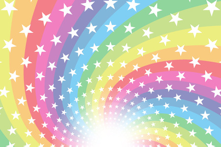 Background material, Rainbow, Rainbow, glitter stars, spirals, radial, party, entertainment, happy,のイラスト素材