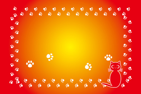 Background illustration, cat footprint, meat ball, cute, pet shop, advertising, free material, frame, copy spaceのイラスト素材