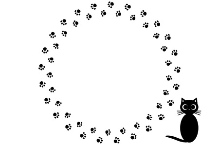 Background illustration cat footprintのイラスト素材