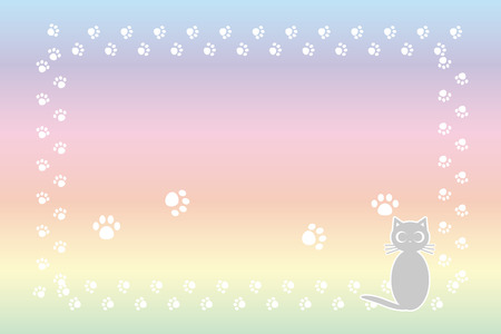 Background illustration cat footprintのイラスト素材