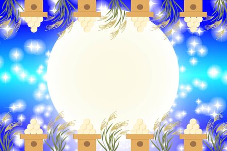 Illustration, Japanese-style background material, Tsukimi, 15 nights, autumn, full moon, Japanese traditional events, Susuki, Moonlight, Mid-Autumn Moon, Kaguya Hime, Taketoki Monogatariのイラスト素材