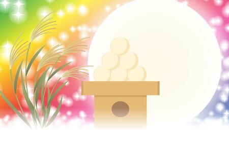 Illustration, Japanese-style background material, Tsukimi, 15 nights, autumn, full moon, Japanese traditional events, Susuki, Moonlight, Mid-Autumn Moon, Kaguya Hime, Taketoki Monogatariのイラスト素材