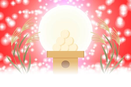 Background wallpaper,illustration,Tsukimi dumplings,Traditional events,Suki,Full moon,Fifteennights,Light,Glitter,Free,Free sizeのイラスト素材