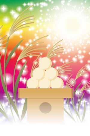 Background illustration, Tsukimi dumplings, annual events, suki, full moon, fifteen nights, moonlight, free, promotional posters, freeのイラスト素材