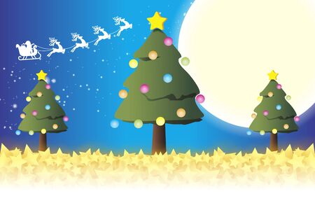 Vector Illustration Background, Message Card, Christmas Tree, Momi tree, Happy Party, Free Material, Blueのイラスト素材