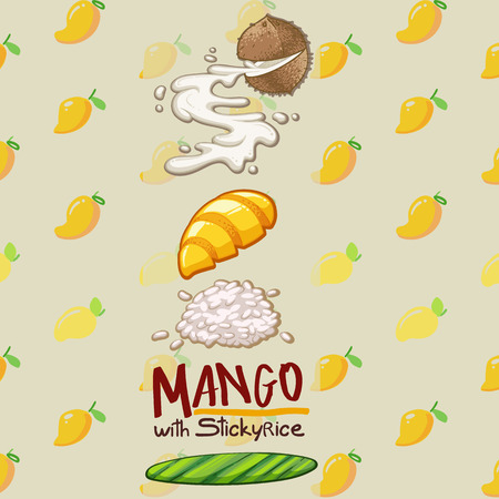 thai food dessert mango with sticky rice vector illustrationのイラスト素材