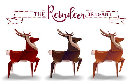 paper reindeer origami craftsmanship design vector illustrationのイラスト素材